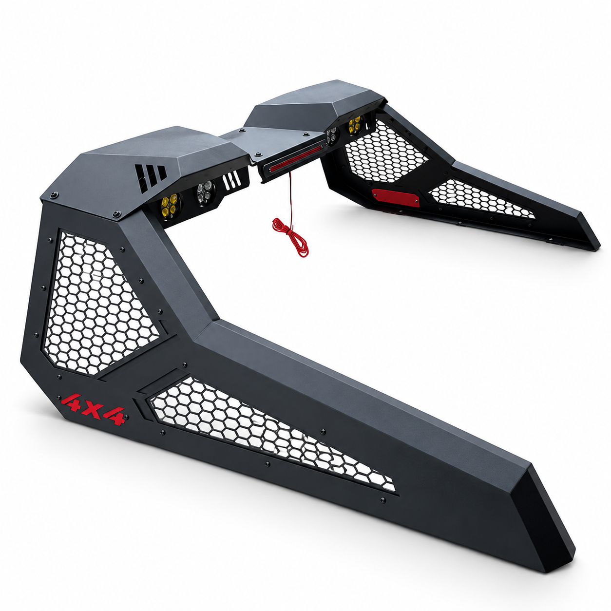 Pickup Truck Sports Bar with Angular Honeycomb Panels and Light Mounts | Custom Fit
